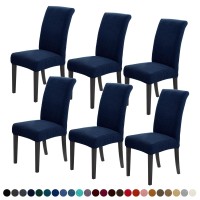 Joccun Chair Covers For Dining Room Set Of 6,Water Repellent Dining Chair Slipcovers Stretch Dining Room Chair Covers Seat Protector,Washable Parsons Chair Cover For Home,Hotel,Banquet(Navy,6 Pack)