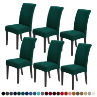 Joccun Chair Covers For Dining Room Set Of 6,Water Repellent Dining Chair Slipcovers Stretch Dining Room Chair Covers Seat Protector,Washable Parsons Chair Cover For Home,Hotel,Banquet(Hunter,6 Pack)