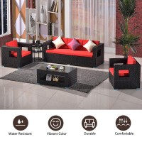 Flymei Outdoor Cushion Covers Replacement, Patio Loveseat Cushion Covers, Water Resistant Patio Cushion Covers 24'' X 24'' X 4'', Red Outdoor Christmas Decorations