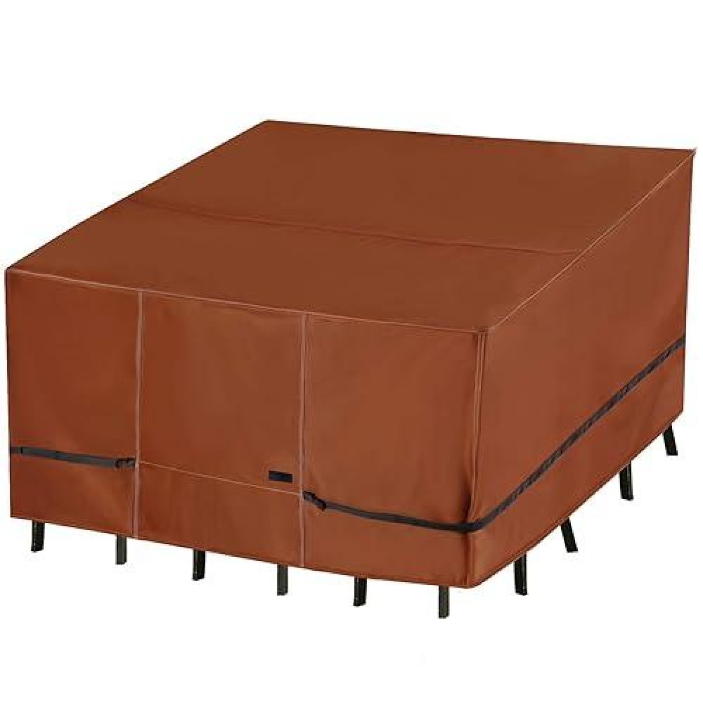 Nettypro Square Patio Table Cover 80 X 80 Inch  Waterproof 600D Heavy Duty Outdoor Furniture Covers For Dining Table And Chair Set  Brown