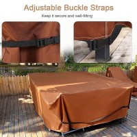 Nettypro Square Patio Table Cover 80 X 80 Inch  Waterproof 600D Heavy Duty Outdoor Furniture Covers For Dining Table And Chair Set  Brown