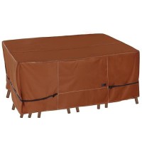 Nettypro Patio Table Cover Rectangular 105 X 75 Inch  600D Heavy Duty Waterproof Outdoor Furniture Covers For Dining Table And Chair Rectangular  Brown