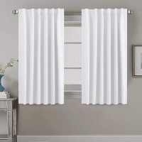 Hversailtex White Curtains Thermal Insulated Window Treatment Panels Room Darkening Privacy Assured Drapes For Living Room Back