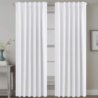 Hversailtex White Curtains Thermal Insulated Window Treatment Panels Room Darkening Privacy Assured Drapes For Living Room Back