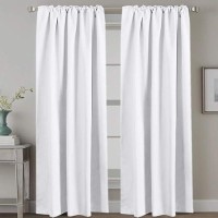 Hversailtex White Curtains Thermal Insulated Window Treatment Panels Room Darkening Privacy Assured Drapes For Living Room Back