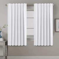 Hversailtex White Curtains Thermal Insulated Window Treatment Panels Room Darkening Privacy Assured Drapes For Living Room Back