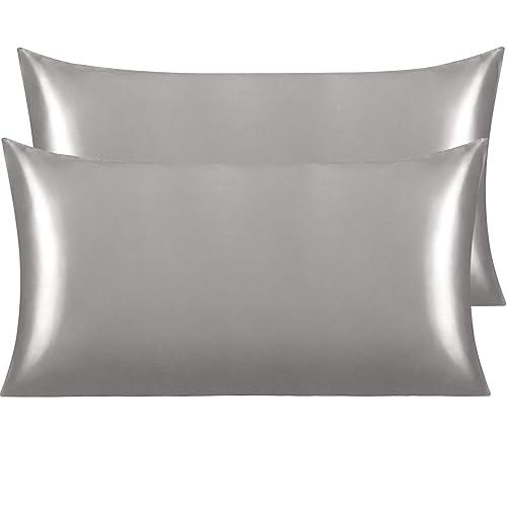 Ntbay 2 Pack Satin King Pillowcases For Hair And Skin Luxurious And Silky Pillow Cases With Envelope Closure 20X40 Inches Gre