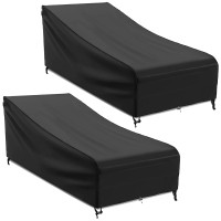 Mr. Cover Outdoor Chaise Lounge Covers Waterproof For 77-80 Inch Patio Lounge Chairs, Sturdy 600D Polyester & Double-Stitched Seams, Classic Black, Set Of 2