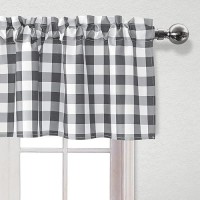 Hiasan 3 Piece Semi Sheer Kitchen Curtains Light Filtering Buffalo Plaid Tier And Valance Window Curtains Set Grey And White