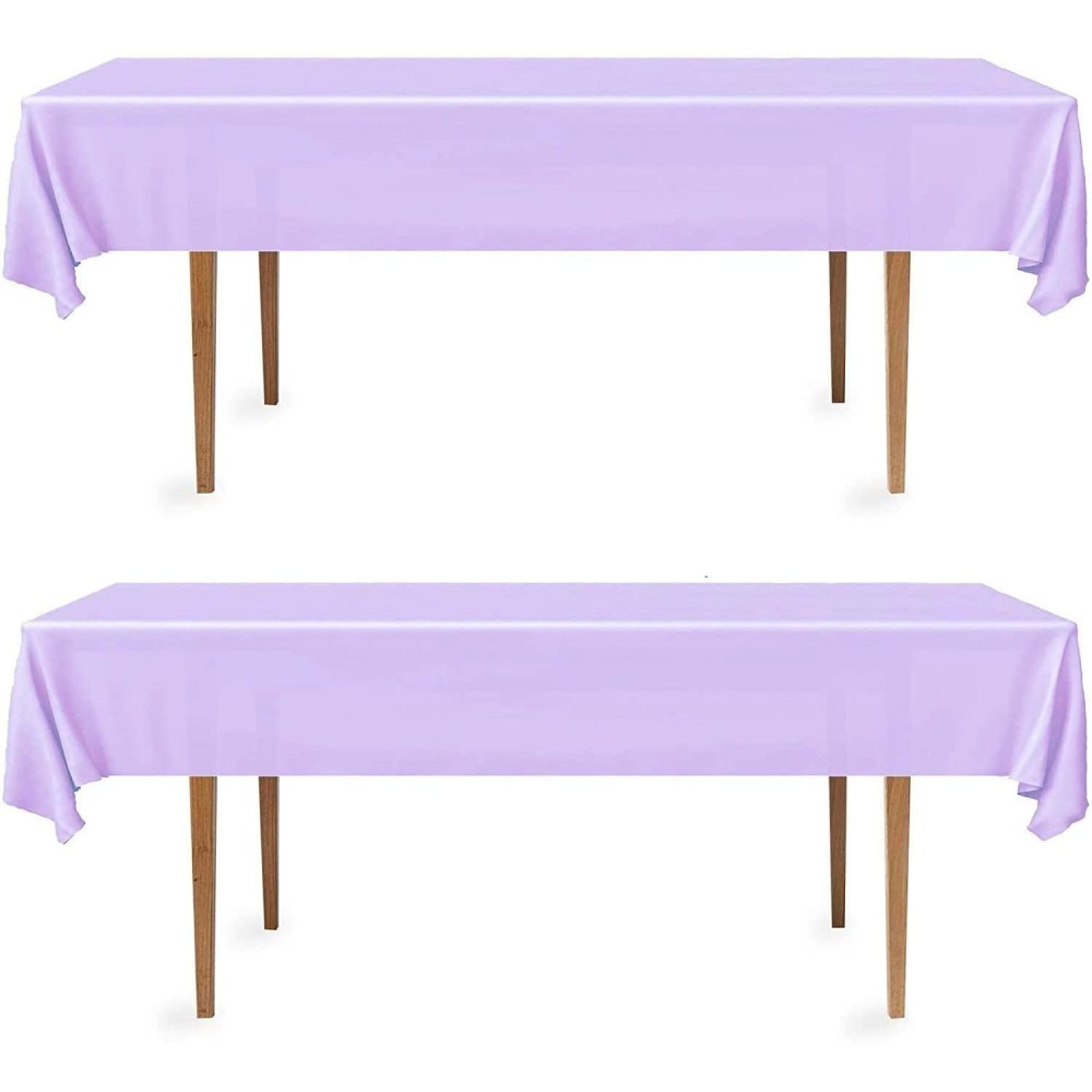 Decorrack 2 Rectangular Tablecloths -Bpa- Free Plastic, 54 X 108 Inch, Dining Table Cover Cloth Rectangle For Parties, Picnic, Camping And Outdoor, Disposable Or Reusable In Light Purple (2 Pack)