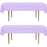 Decorrack 2 Rectangular Tablecloths -Bpa- Free Plastic, 54 X 108 Inch, Dining Table Cover Cloth Rectangle For Parties, Picnic, Camping And Outdoor, Disposable Or Reusable In Light Purple (2 Pack)