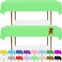 Decorrack 2 Rectangular Tablecloths -Bpa- Free Plastic, 54 X 108 Inch, Dining Table Cover Cloth Rectangle For Parties, Picnic, Camping And Outdoor, Disposable Or Reusable In Light Green (2 Pack)