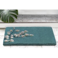 Fab Habitat Floral Extra Thick Doormat Handwoven Durable Natural Coir Entryway Front Door Porch Patio Magnolia Branc