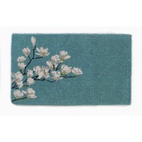 Fab Habitat Floral Extra Thick Doormat Handwoven Durable Natural Coir Entryway Front Door Porch Patio Magnolia Branc