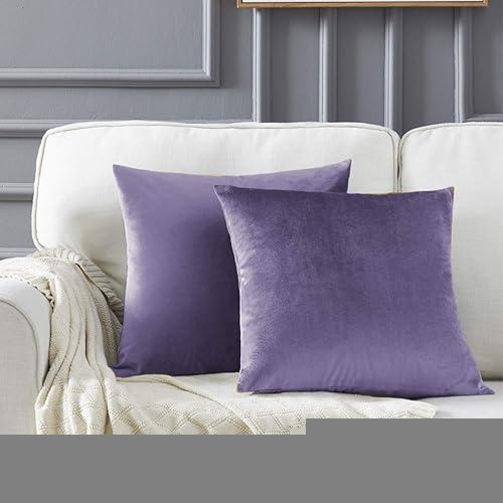 Gigizaza Decorative Throw Pillow Covers Set Of 2 20 X 20 Violet Couch Pillow Covers Velvet Square Cushion Covers