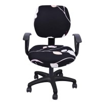 Printed Computer Office Chair Covers, Desk Chair Cover, Task Chair Slip Covers (Black & Flower)