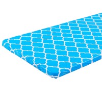 Vinyl Fitted Tablecloth For 6 Ft Rectangle Table, Sky Blue Moroccan Design, Waterproof Elastic Table Cover With Flannel Backing, Fits 30