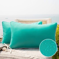 Phantoscope Pack Of 2 Outdoor Waterproof Solid Throw Decorative Pillow Cover Decorative Square Outdoor Pillows Cushion Case Pati