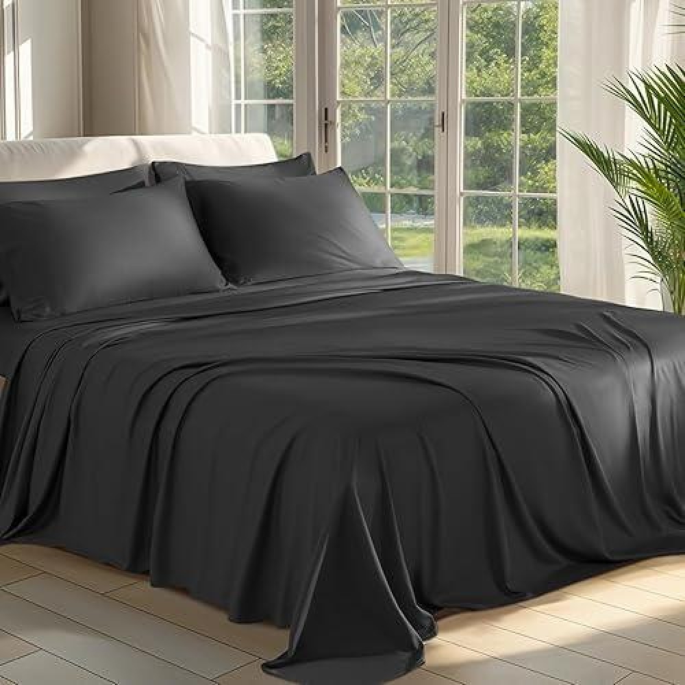 Shilucheng 100 Viscose Derived From Bamboo Sheets Full Size 6Pcs Ultra Cooling Silky Soft Bed Sheets 16 Deep Pocket Pe