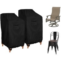 Womaco Stackable Patio Chair Cover 2 Pack Waterproof Outdoor Stacking High Back Chair Cover Water Resistant Outside Furniture Tall Chair Protector (2 Pack - 29.5