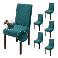 Genina Chair Covers For Dining Room Chair Covers Dining Chair Slipcovers Stretch Kitchen Parsons Chair Covers (Teal, 6 Pcs)