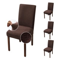 Genina Chair Covers For Dining Room Chair Covers Dining Chair Slipcovers Stretch Kitchen Parsons Chair Covers (Chocolate, 4 Pcs)