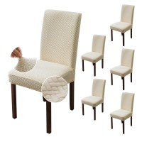 Chair Covers For Dining Room Chair Covers Dining Chair Slipcovers Stretch Kitchen Parsons Chair Covers (Beige, 6 Pcs)