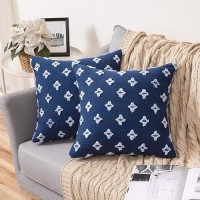 Miulee Set Of 2 Decorative Throw Pillow Covers Rhombic Jacquard Pillowcase Soft Square Cushion Case For Summer Couch Sofa Bed Be