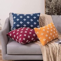 Miulee Set Of 2 Decorative Throw Pillow Covers Rhombic Jacquard Pillowcase Soft Square Cushion Case For Summer Couch Sofa Bed Be