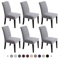 Chair Covers For Dining Room - Stretch Chair Slipcovers For Decorative Seat Protector Armless Removable Washable Elastic Dinner Universal Spandex Solid Chair Slip Covers Seta Grey