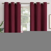 Youngstex Burgundy Blackout Curtains 63 Inch Length 2 Panels For Bedroom Thermal Insulated With Grommet Room Darkening Window