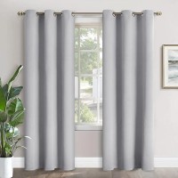 Youngstex Light Grey Room Darkening Curtains 84 Inches Long Thermal Insulated With Grommt Bedroom Blackout Curtains For Living