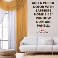 Sapphire Home Window Sheer Curtains - Two Tone 4 Panels Set With Valance And Tiebacks  55