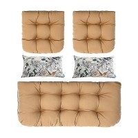 Artplan Outdoor Cushions Loveseat All Weather Chair Cushions Bench Cushions Set Of 5 Wicker Tufted Pillow For Patio Furniture