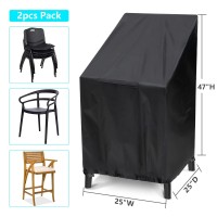 Outdoor Chair Covers Waterproof 2 Pack, High Back Patio Chair Covers For Outdoor Furniture Cover, Stacking Chair Cover Anti-Uv, Snow Dust Wind-Proof, Patio Furniture Covers 47