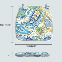 Lvtxiii Seat Cushions All Weather Outdoor Chair Pads With Ties, Colorful Designed Patio Chair Pads For Patio Furniture Garden Home Office Decoration D16Xw17 Inch Set Of 4, Paisley Blue