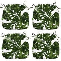 Lvtxiii Indoor/Outdoor Chair Cushions Seat Cushions With Ties, Patio Chair Pads D16Xw17 Inch For Patio Furniture Garden Home Office Decoration 4 Pack, Palm Green