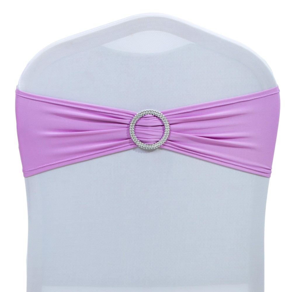 Mds Pack Of 50 Spandex Chair Sashes Bow Sash Elastic Chair Bands Ties With Buckle For Wedding And Events Decoration Spandex Slider Sashes Bow - Light Purple