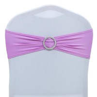 Mds Pack Of 10 Spandex Chair Sashes Bow Sash Elastic Chair Bands Ties With Buckle For Wedding And Events Decoration Spandex Slider Sashes Bow - Light Purple