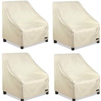 Nettypro Patio Chair Covers 34 Inch Waterproof 600D Heavy Duty Outdoor Seat Covers Set 4  Beige