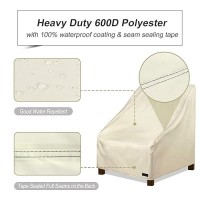 Nettypro Patio Chair Covers 34 Inch Waterproof 600D Heavy Duty Outdoor Seat Covers Set 4  Beige