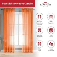 Sapphire Home Orange Sheer Curtains - 2 Panels Set  54