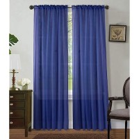 Sapphire Home Royal Blue Sheer Curtains - 2 Panels Set  54