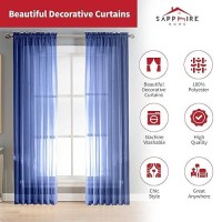 Sapphire Home Royal Blue Sheer Curtains - 2 Panels Set  54