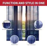 Sapphire Home Royal Blue Sheer Curtains - 2 Panels Set  54