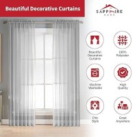 Sapphire Home Silver Sheer Curtains - 2 Panels Set  54