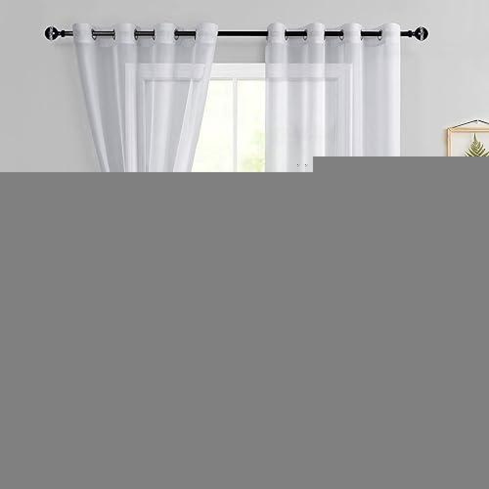 Hiasan Sheer Curtains 96 Inches Long With Tiebacks Light Filtering Breathable Voile Drape Lightweight Grommet Window Curtains F