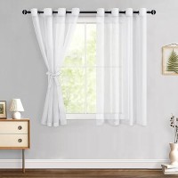 Hiasan Sheer Curtains For Bedroom With Tiebacks Grommet Light Filtering Lightweight Voile Textured Window Curtains For Living R