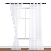 Hiasan White Sheer Curtains For Bedroom With Tiebacks Grommet Top Light Filtering Voile Drapes Airy Breathable Window Curtains