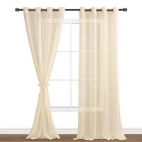 Hiasan Sheer Curtains For Bedroom With Tiebacks Light Filtering Voile Textured Drape Lightweight Grommet Window Curtains For Pa